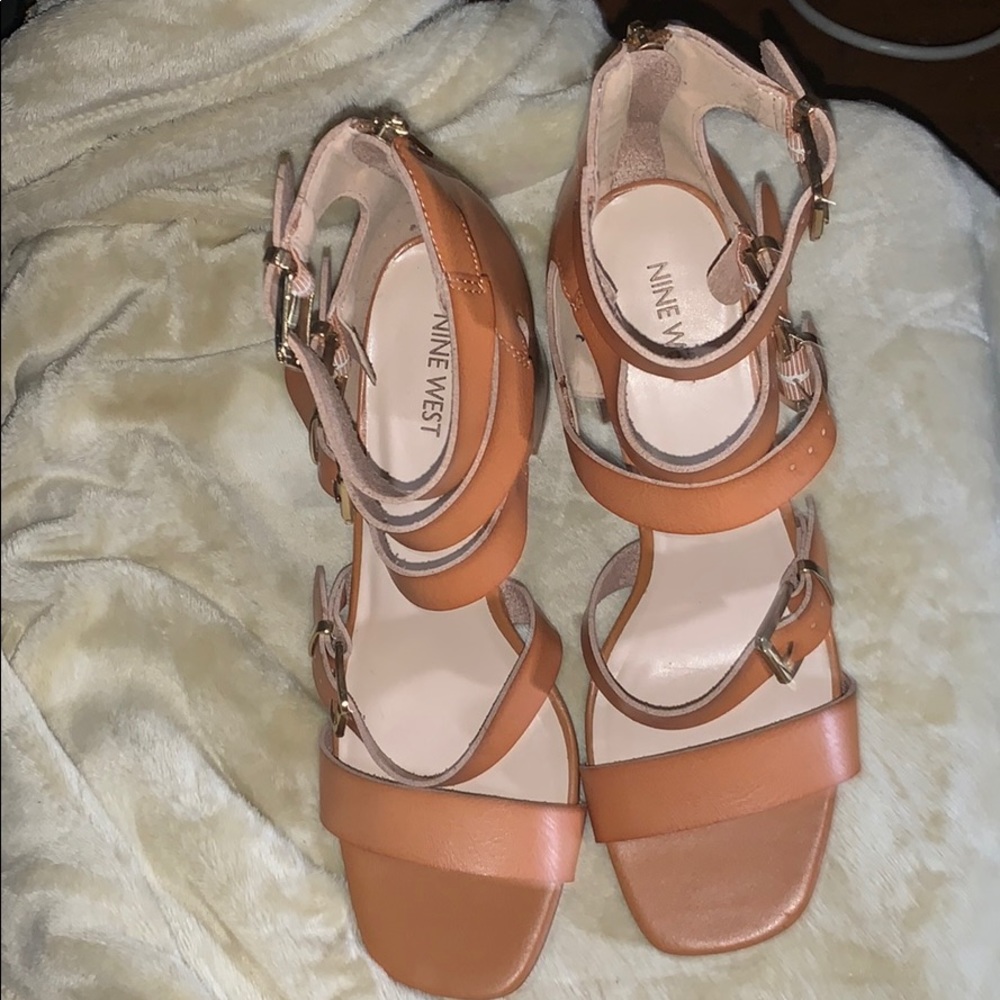 Brand new, strapped natural color sandals